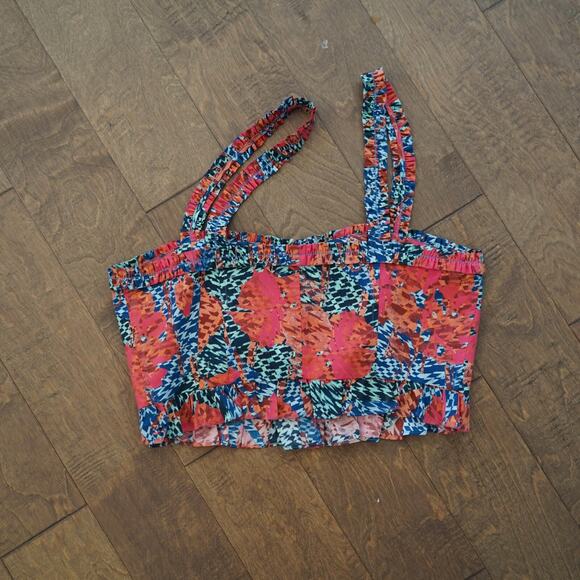 Ulla Johnson Crop Top Womens 12 Multi Alexandra Flamingo Printed Button Detail - Picture 11 of 12